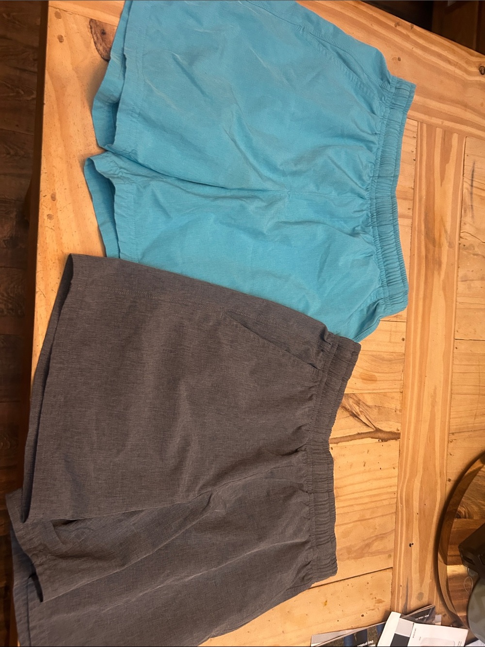 Light Blue and Charcoal Elastic Waist Shorts - 2 Pack